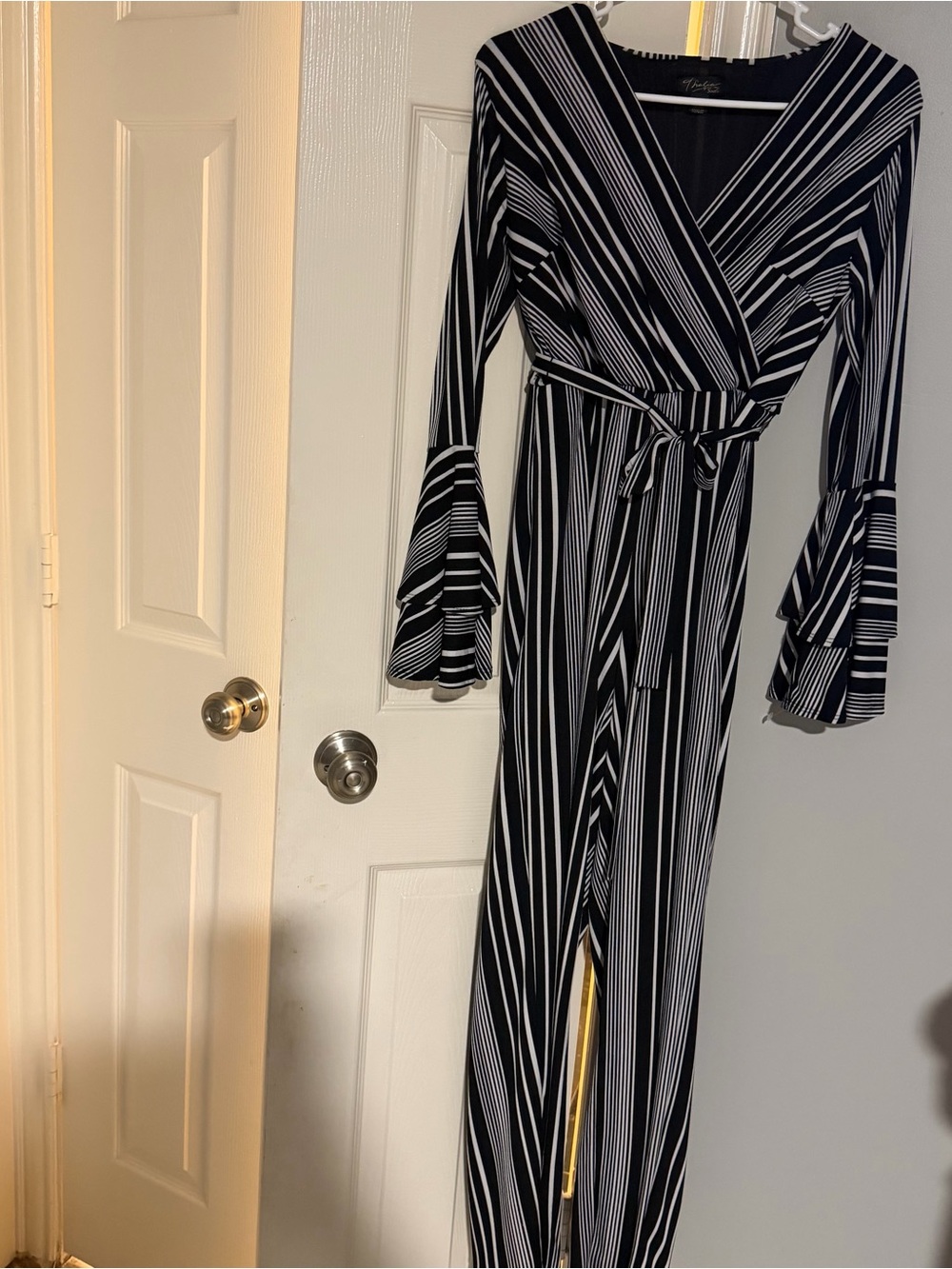 Thalia Sodi Black and White Striped Jumpsuit